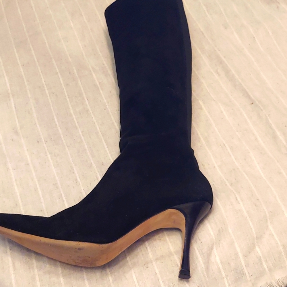 Manolo Blahnik Black Suede Boots